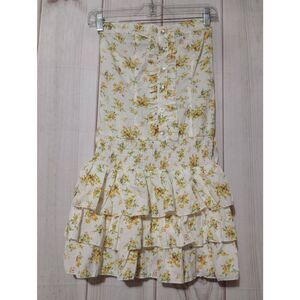 Pop Star Shirt Junior Small Yellow‎ Floral Strapless